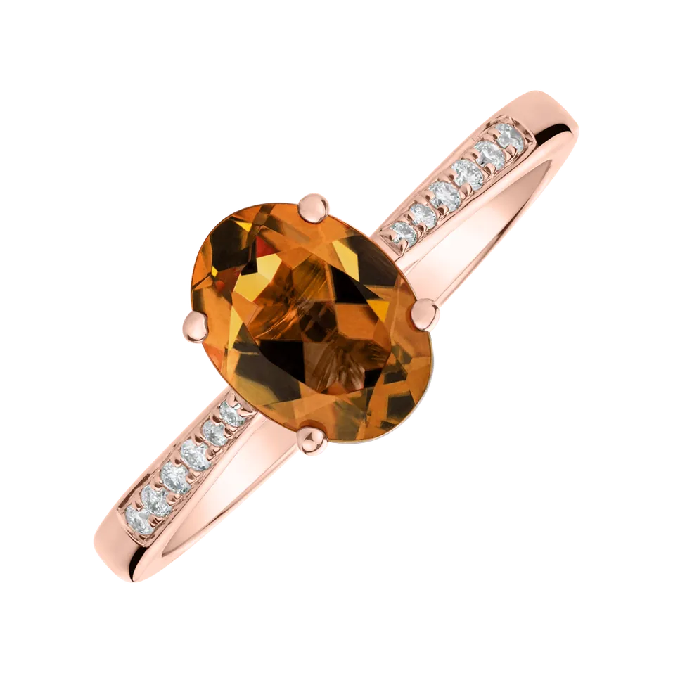 Prsten s diamanty a turmalínem cognac Bonbon