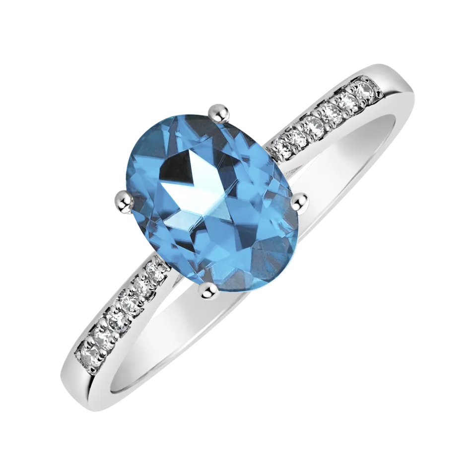 Prsten s diamanty a topazem swiss Bonbon