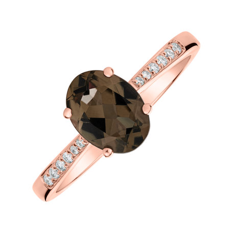 Prsten s diamanty a smoky quartzem Bonbon