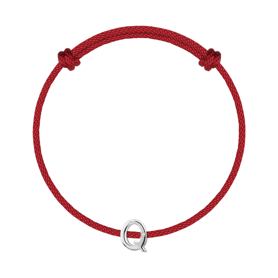 Náramek s diamantem a šňůrkou Flat Line Q