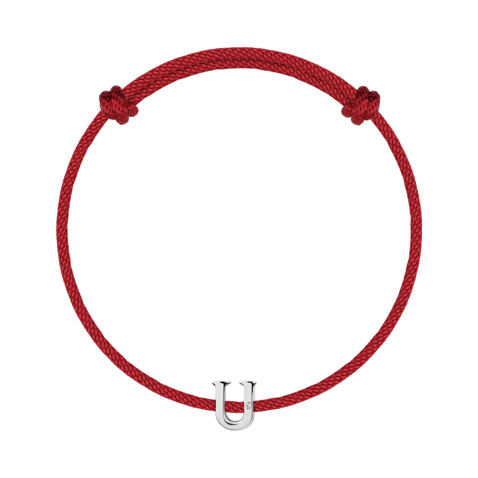 Náramek s diamantem a šňůrkou Flat Line U