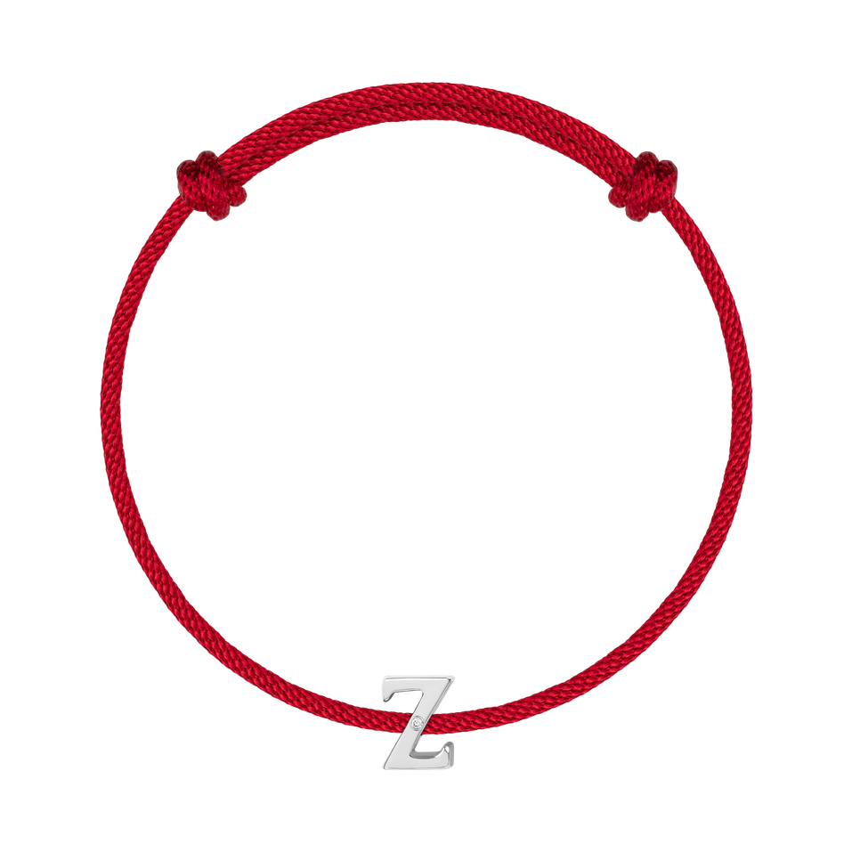 Náramek s diamantem a šňůrkou Flat Line Z