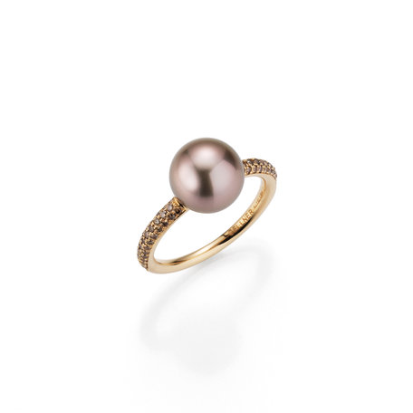 Prsten s diamanty a mořskou multicolor perlou 10-11 mm Modern Classic