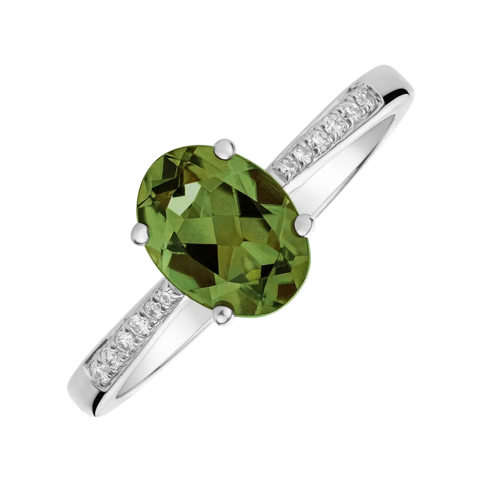 Prsten s diamanty a turmalínem green Bonbon