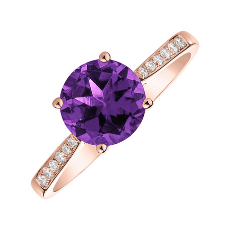 Prsten s diamanty a ametystem brazil Bonbon