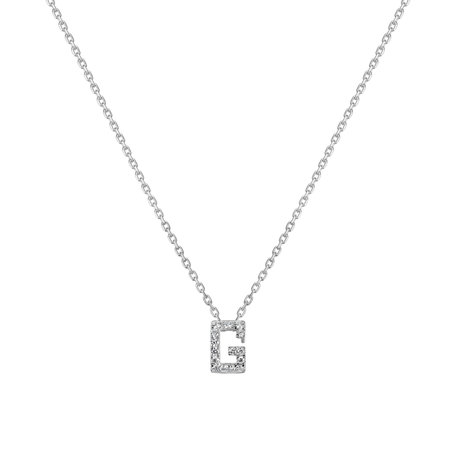 Náhrdelník 14kt bílé zlato s diamantem Glittering Letter G