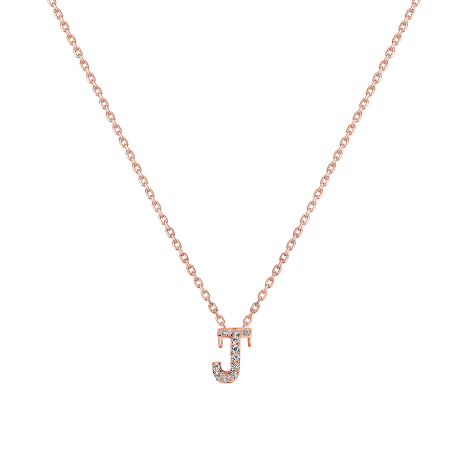 Náhrdelník 14kt růžové zlato s diamantem Glittering Letter J