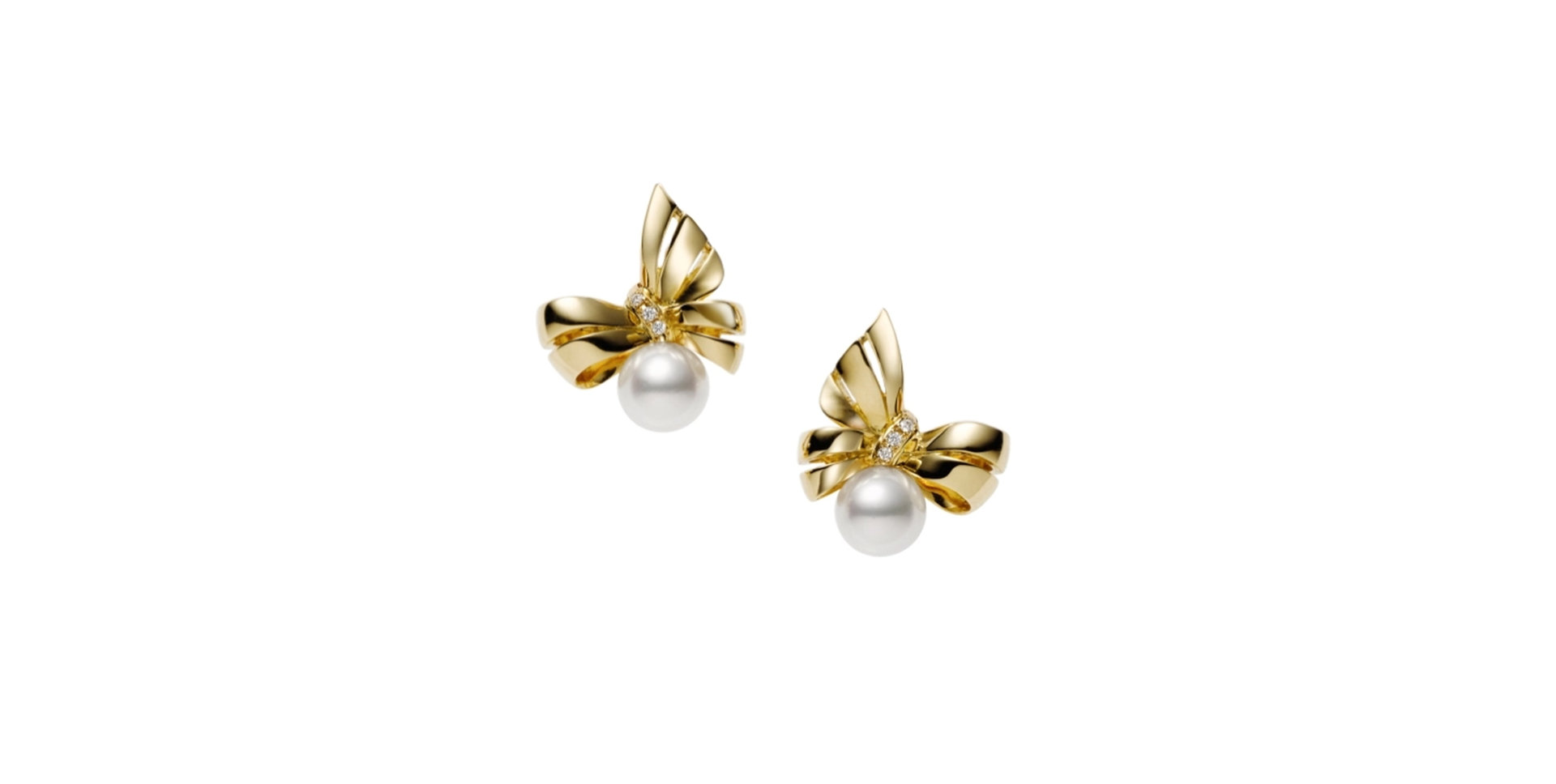 Náušnice s diamanty a perlou Jeux de Rubans