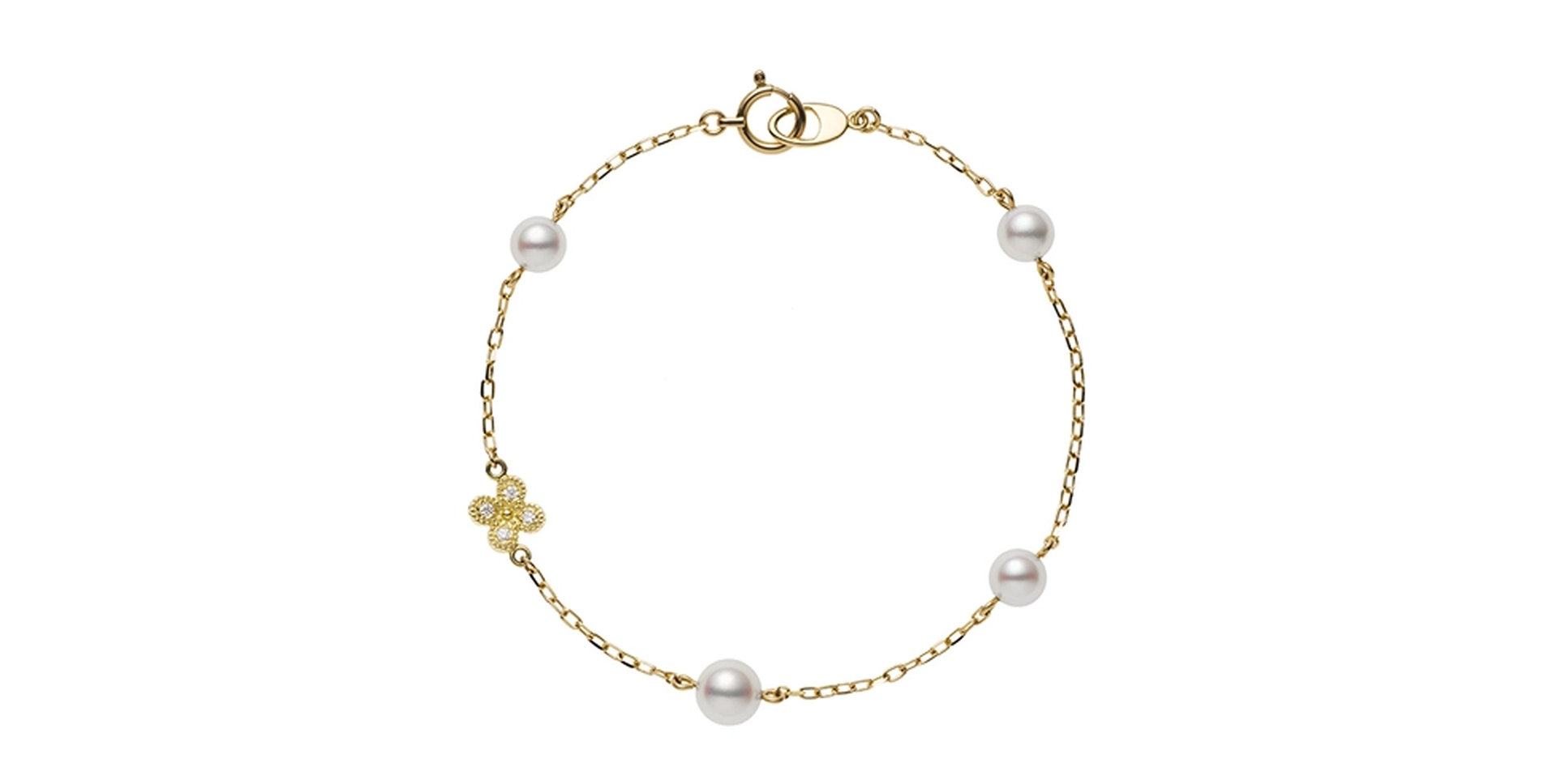 Náramek s diamanty a perlami Akoya Cultured
