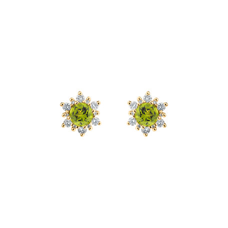 Náušnice s diamanty a peridotem Fancy Fairytale