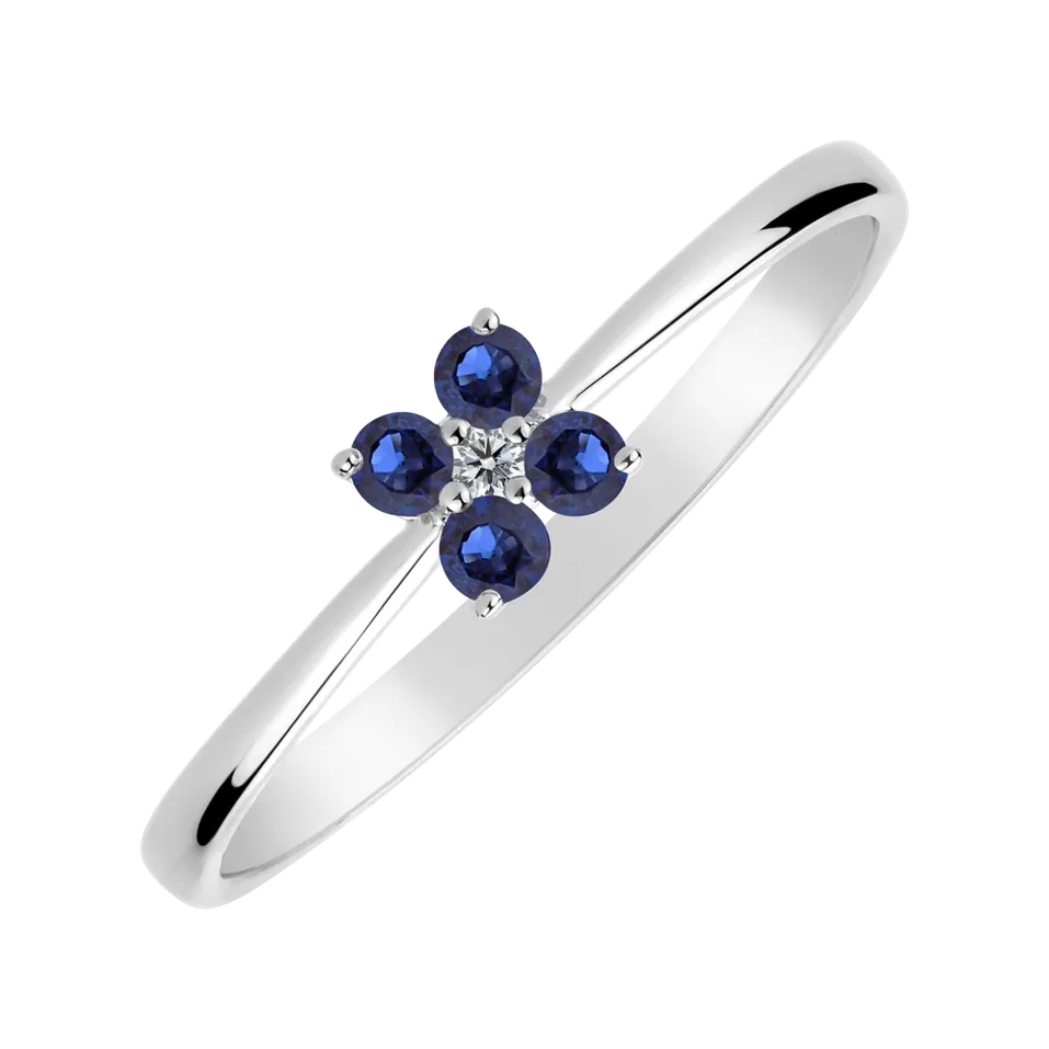 Prsten s diamantem a safíry Divine Bloom