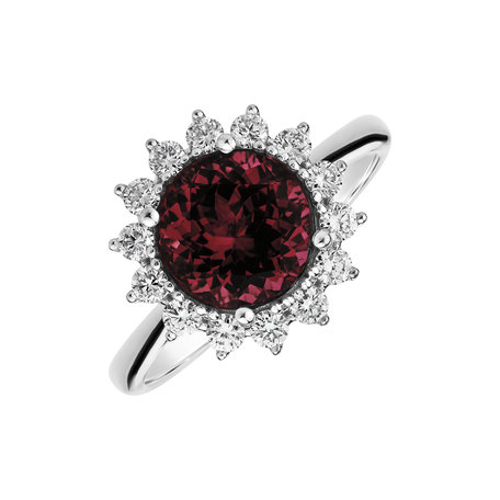 Prsten s diamanty a rhodolitem Stellar Sun