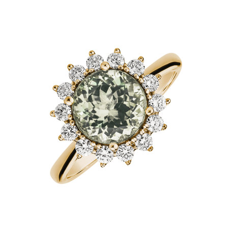 Prsten s diamanty a ametystem green Stellar Sun
