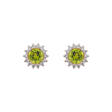 Náušnice s diamanty a peridotem Lilac Flower