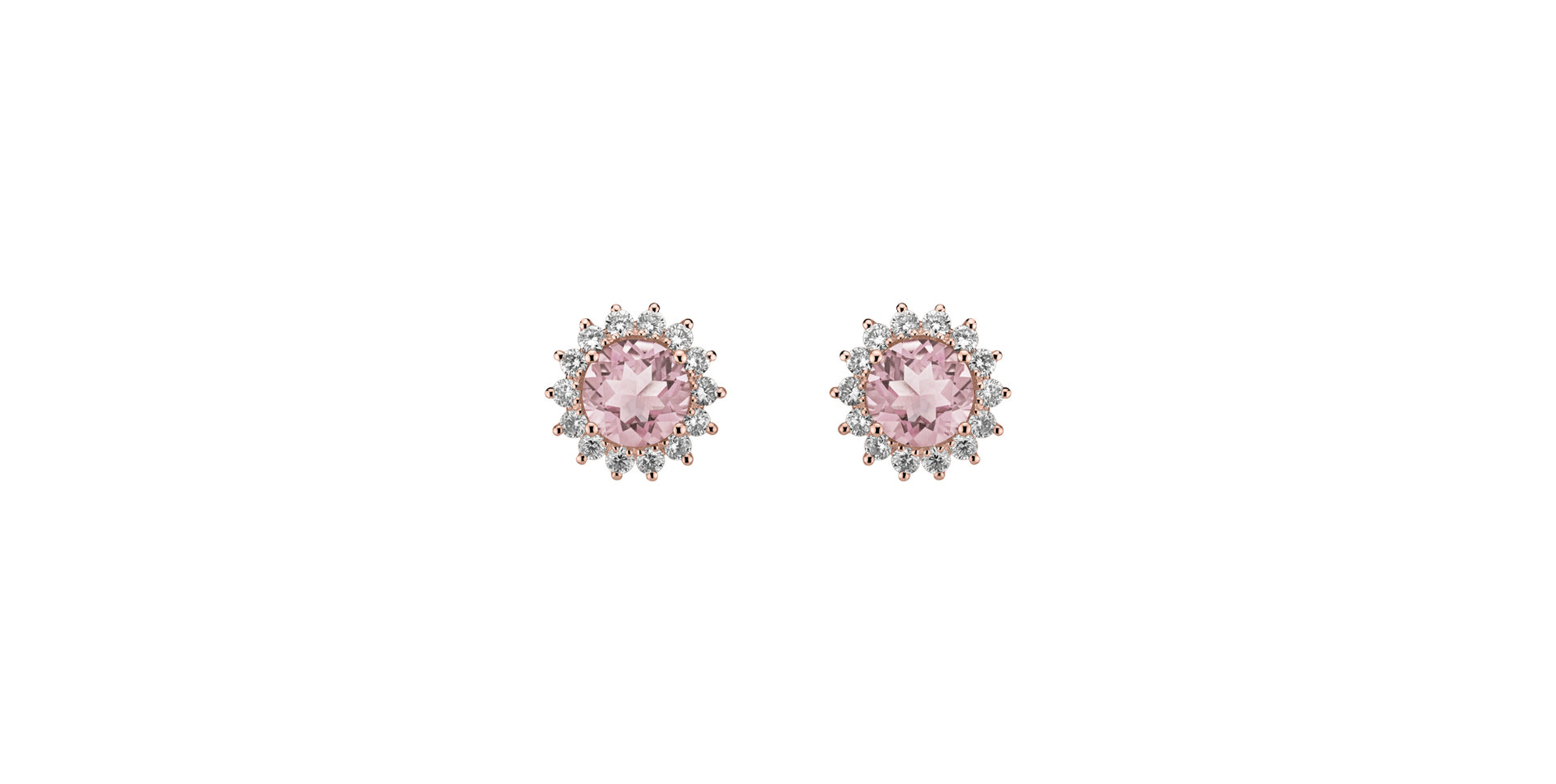 Náušnice s růženínem a diamanty Lilac Flower