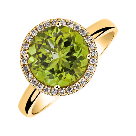 Prsten s diamanty a peridotem Bonbon