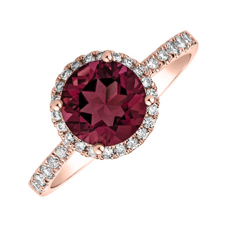 Prsten s diamanty a rhodolitem Sparkly Bonbon