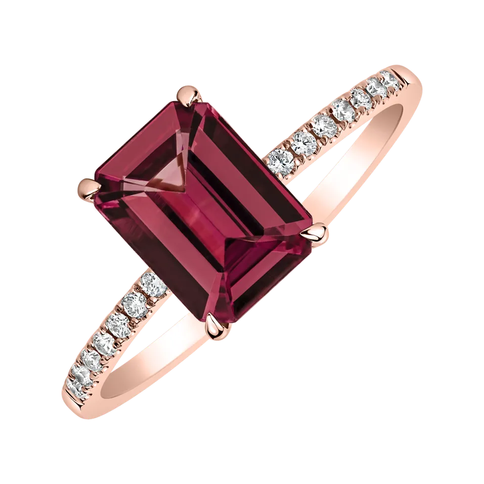Prsten s diamanty a rhodolitem Perfect Promise