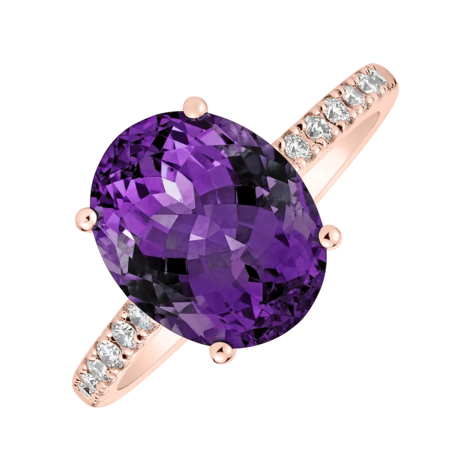 Prsten s diamanty a ametystem brazil Playful Glamour