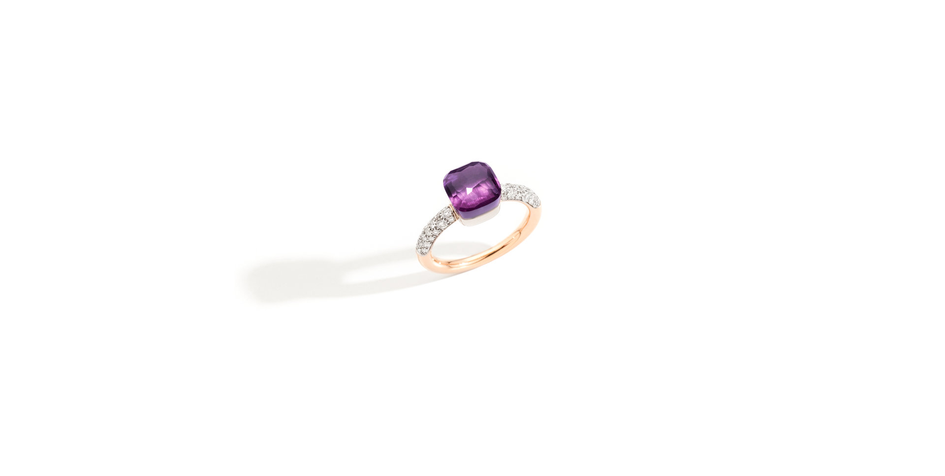 Prsten s diamanty a ametystem Nudo Petit Ring