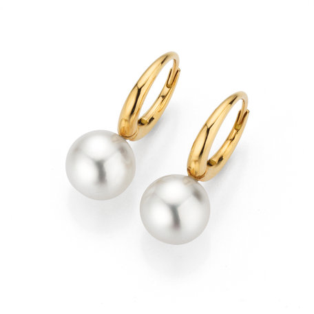 Náušnice s mořskou bílou perlou 10-11mm Modern Classic