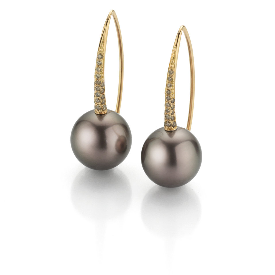 Náušnice s diamanty a perlou Modern Classics