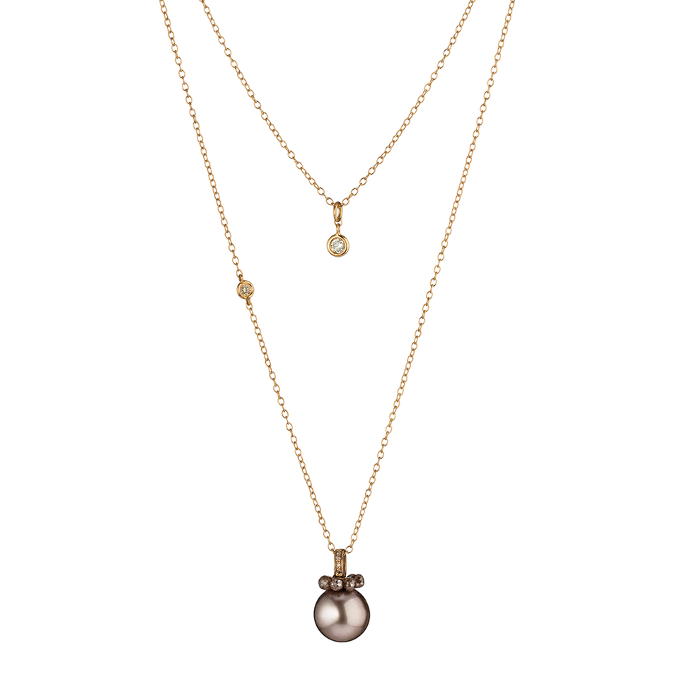 Náhrdelník s diamanty a perlou Rendezvous