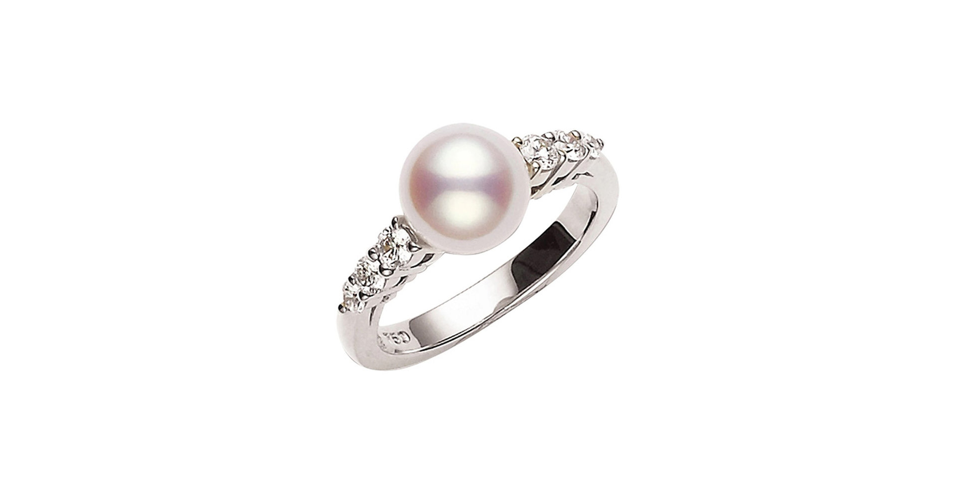 Prsten s diamanty a perlou Morning Dew