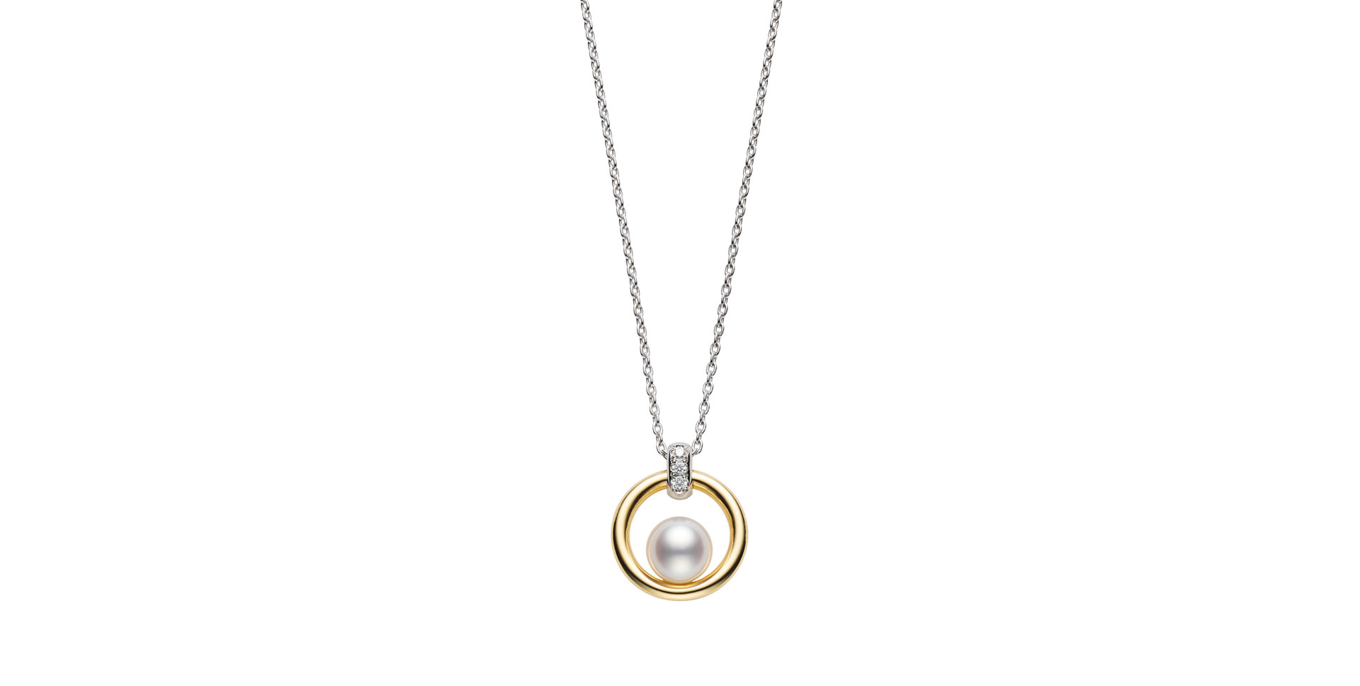 Náhrdelník s diamanty a mořskou bílou perlou Akoya Circle Collection