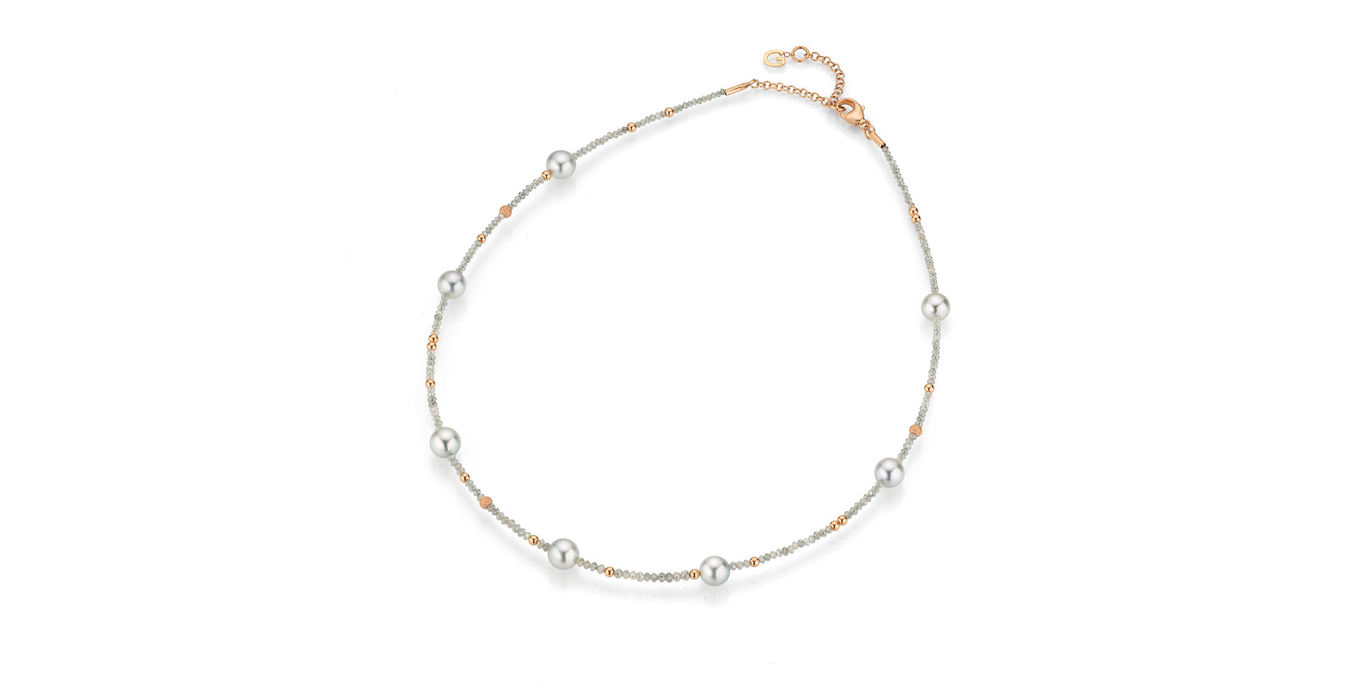 Náhrdelník s diamanty a mořskými šedými perlami Akoya Castaway