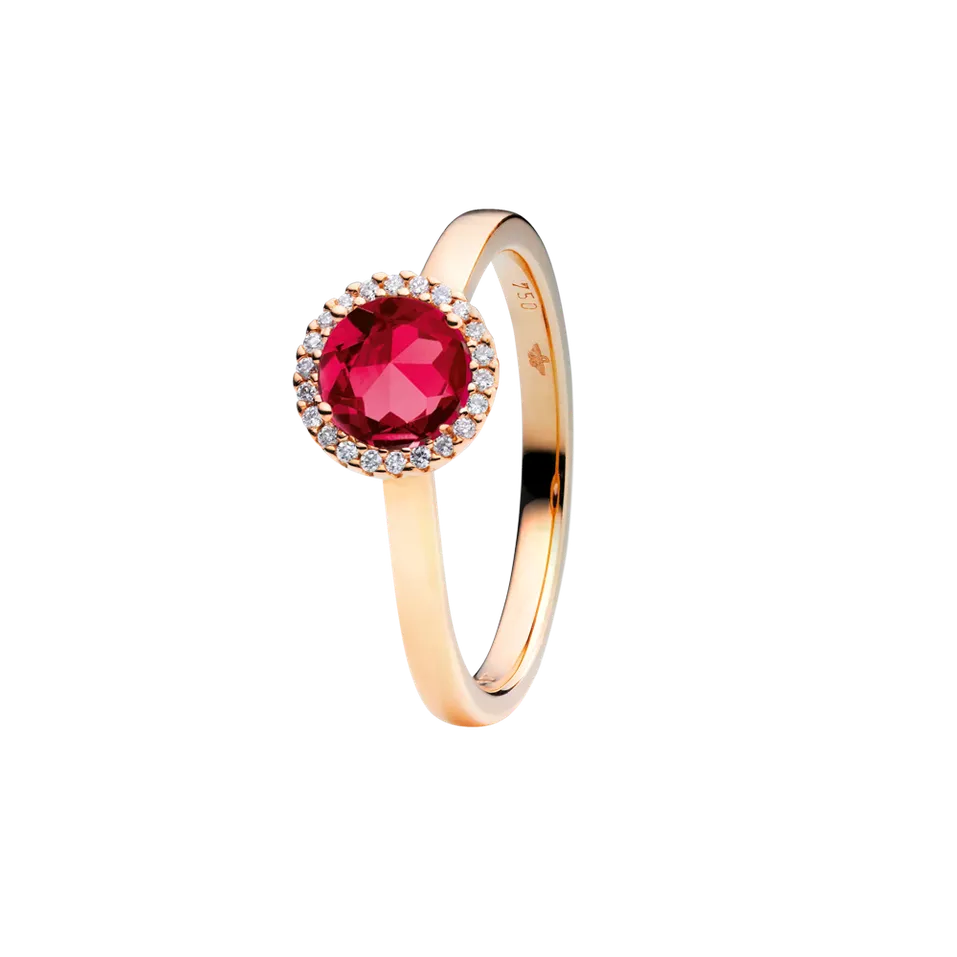 Prsten s diamanty a rhodolitem Espressivo