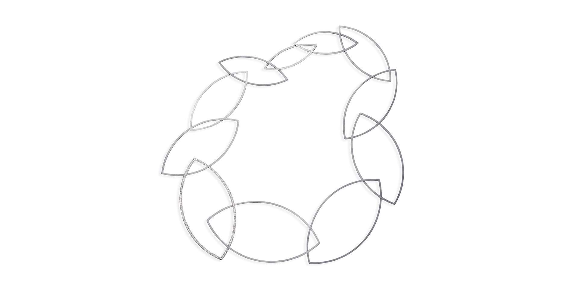 Náhrdelník platina s diamanty Pointed bow
