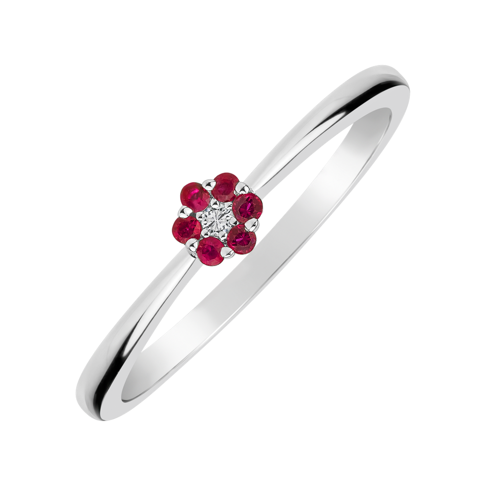 Prsten s diamantem a rubínem Shiny Constellation