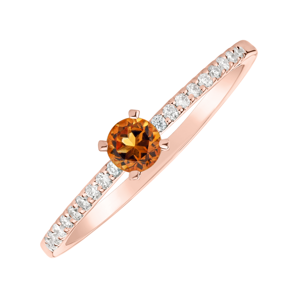 Prsten s citrínem a diamanty Gem Simplicity