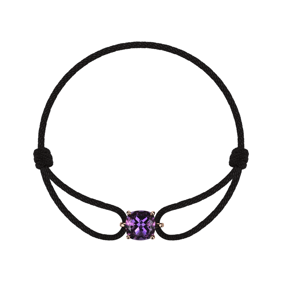 Náramek se šnůrkou a ametystem Faith