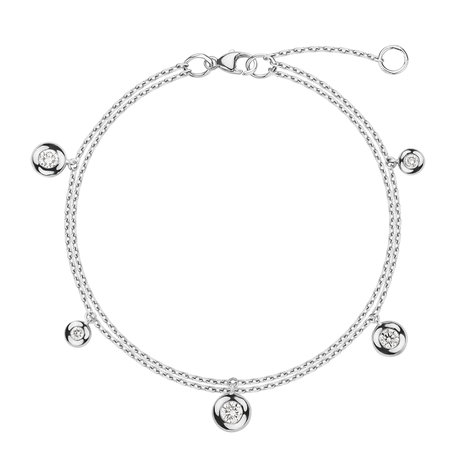 Náramek 14kt bílé zlato s diamantem Drops of Sparkle