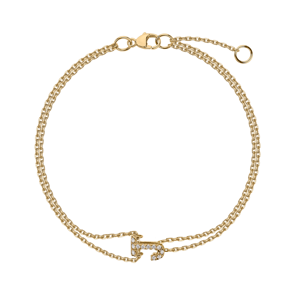 Náramek 14kt žluté zlato s diamantem Magic Letter
