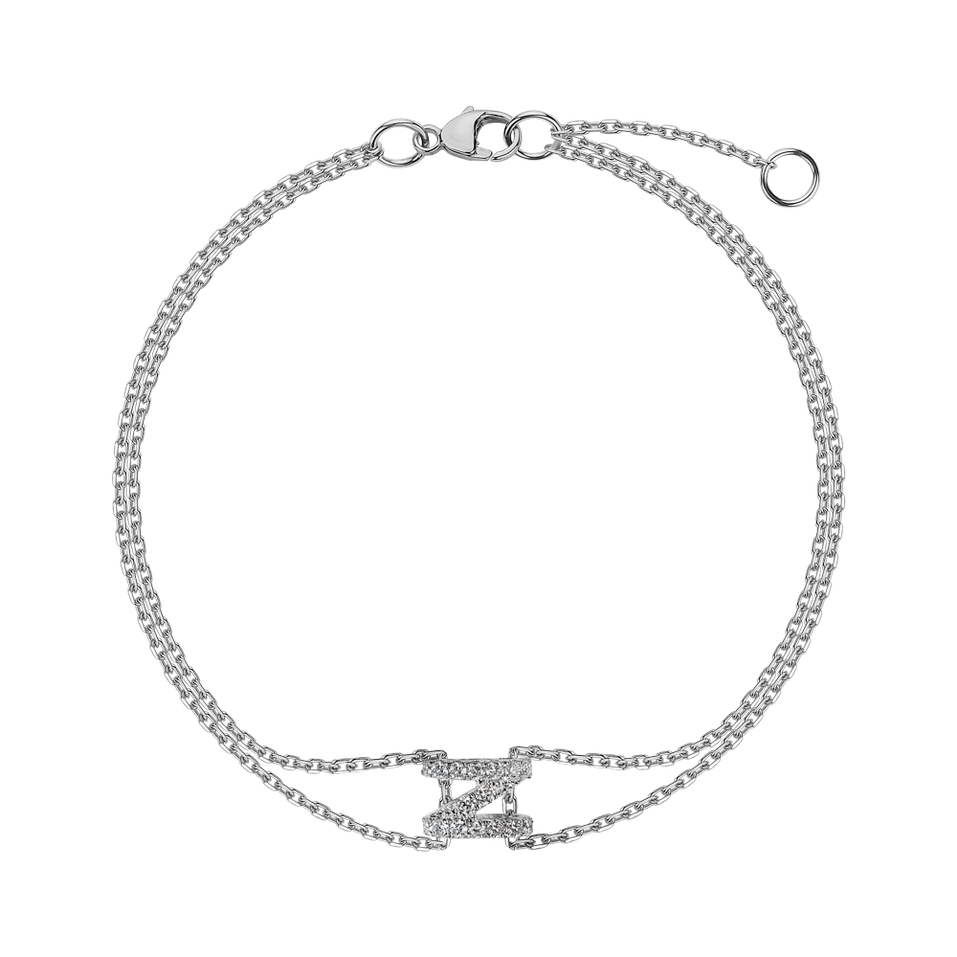 Náramek 14kt bílé zlato s diamantem Magic Letter