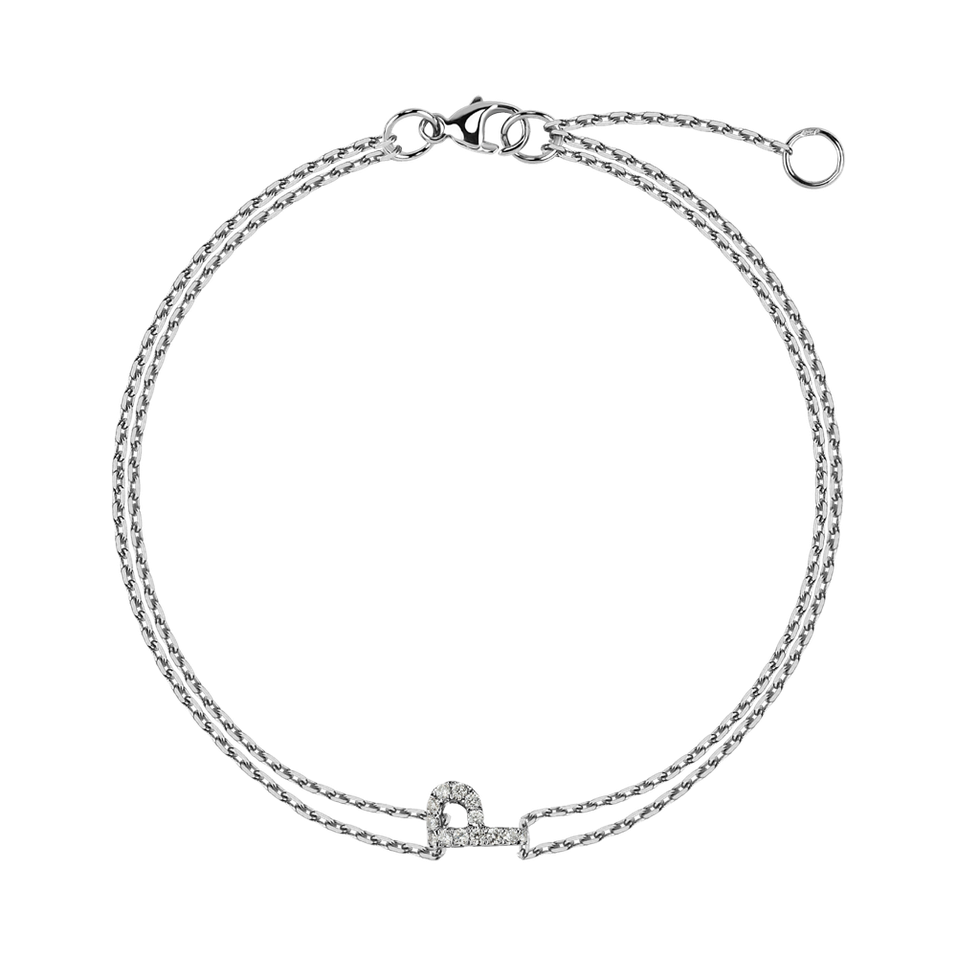 Náramek 14kt bílé zlato s diamantem Magic Letter