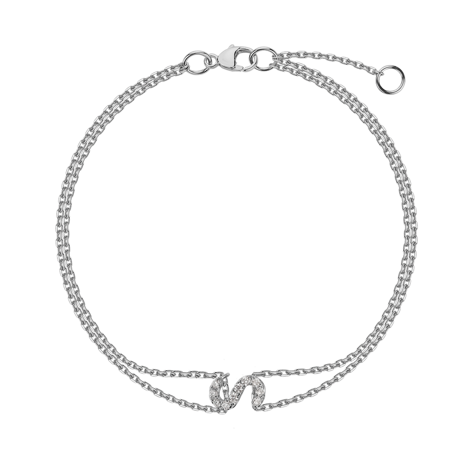 Náramek 14kt bílé zlato s diamantem Magic Letter