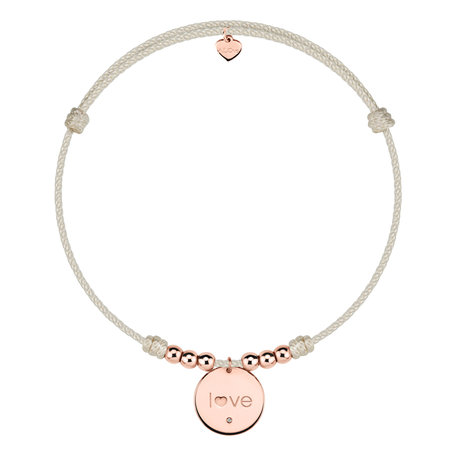 Náramek s diamantem a šňůrkou Love