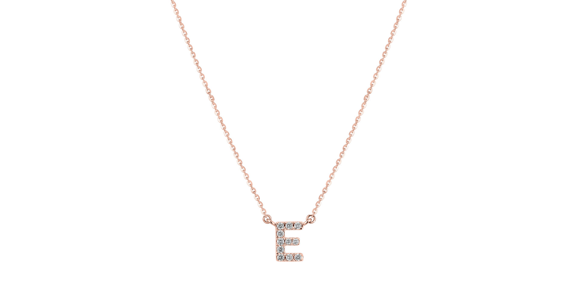 Náhrdelník 14kt růžové zlato s diamantem Shiny Alphabet