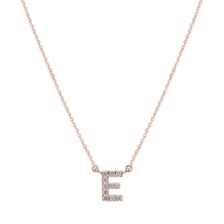 Náhrdelník 14kt růžové zlato s diamantem Shiny Alphabet