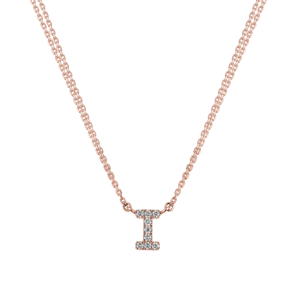 Náhrdelník 14kt růžové zlato s diamantem Shiny Alphabet