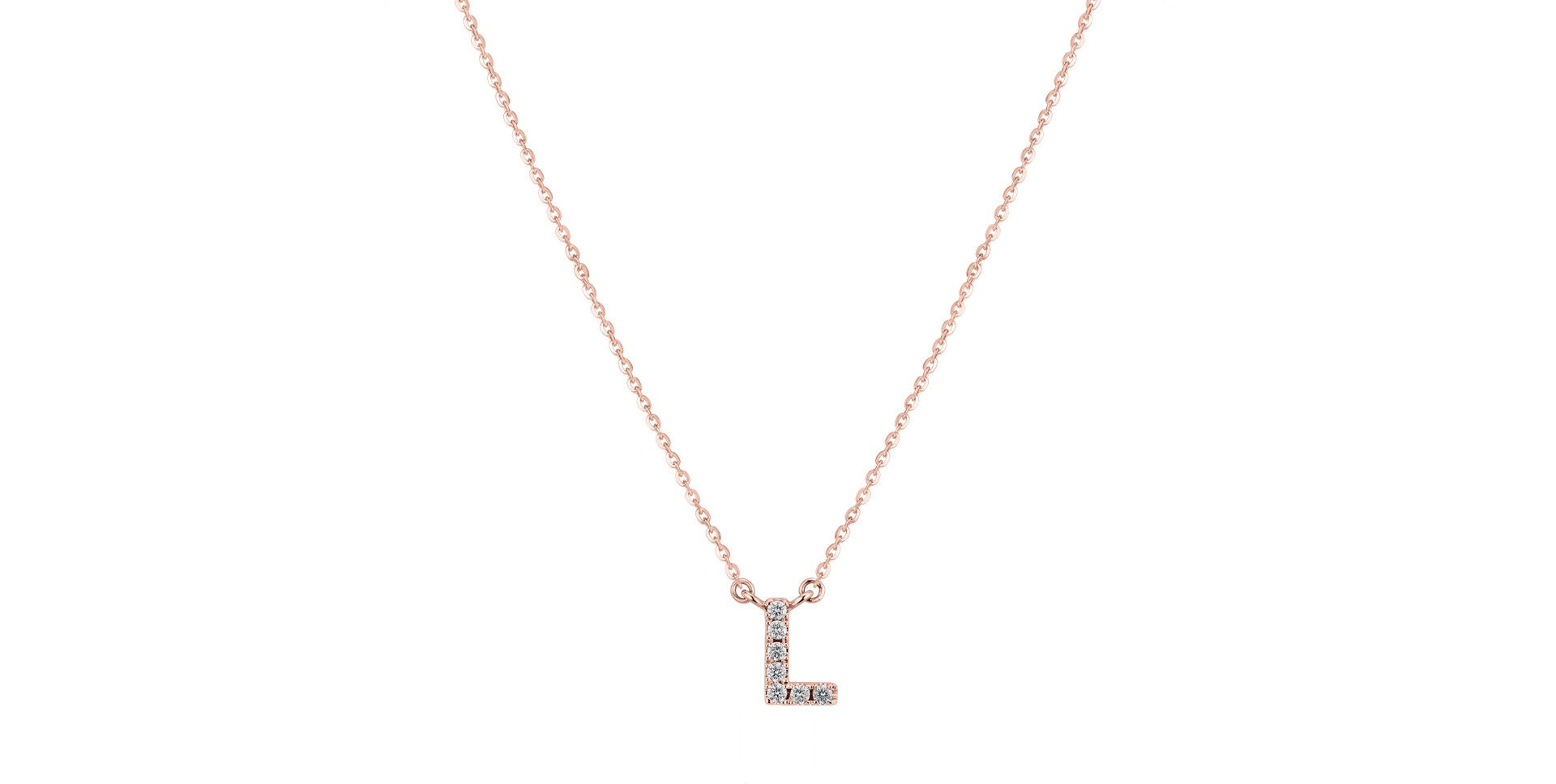 Náhrdelník 14kt růžové zlato s diamantem Shiny Alphabet