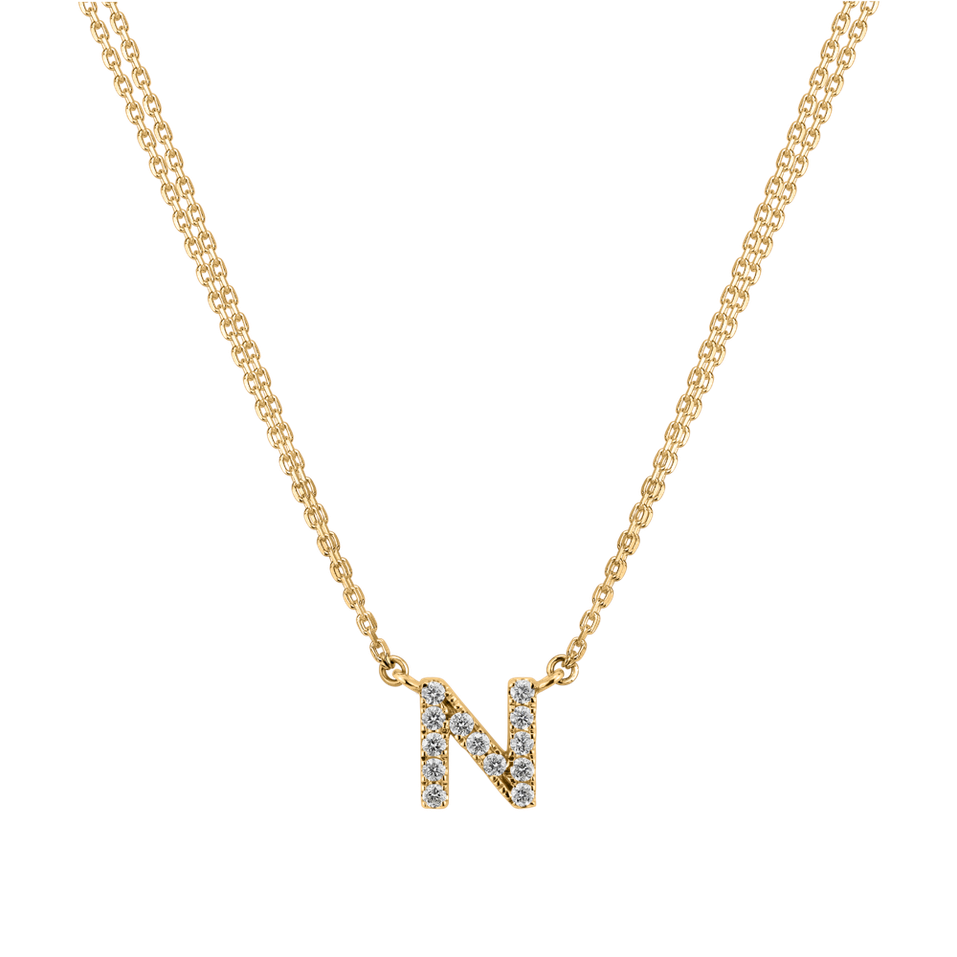Náhrdelník 14kt žluté zlato s diamantem Shiny Alphabet
