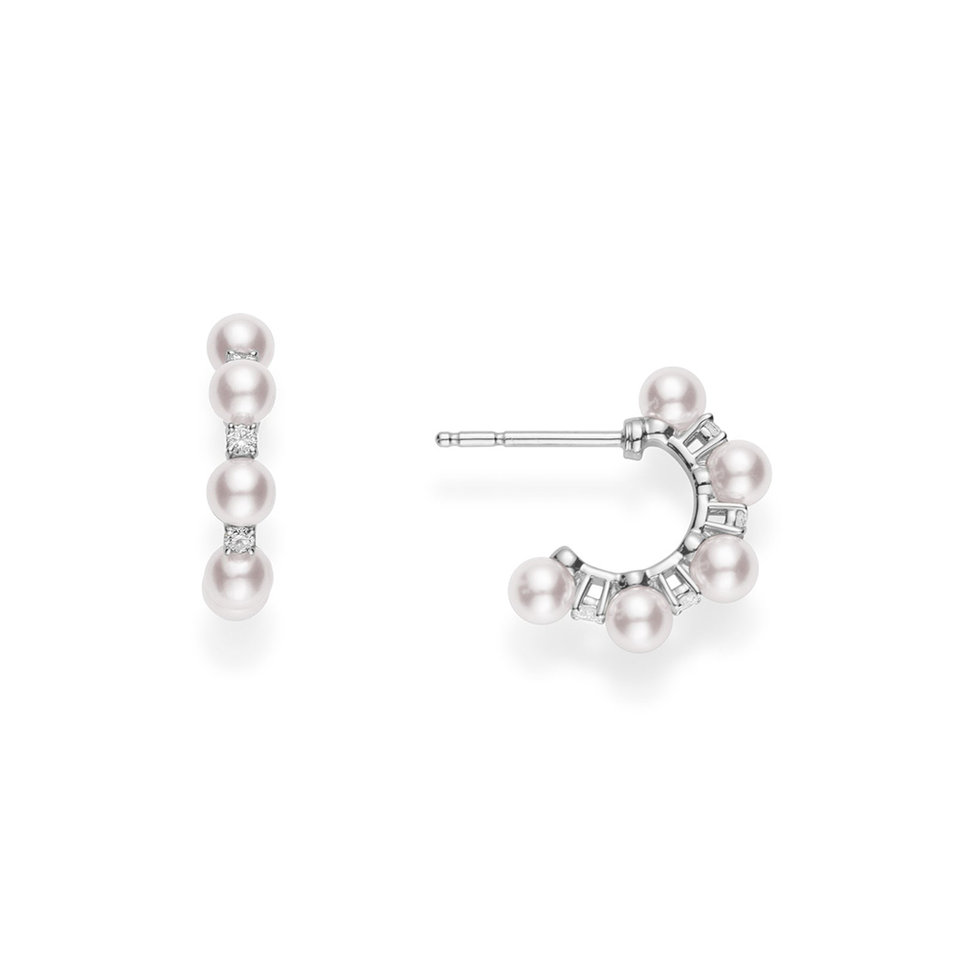 Náušnice s diamanty a perlami Diamond Bubble