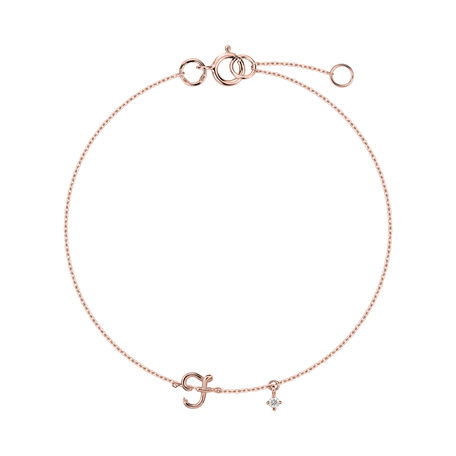 Náramek s diamantem Curly Letter F