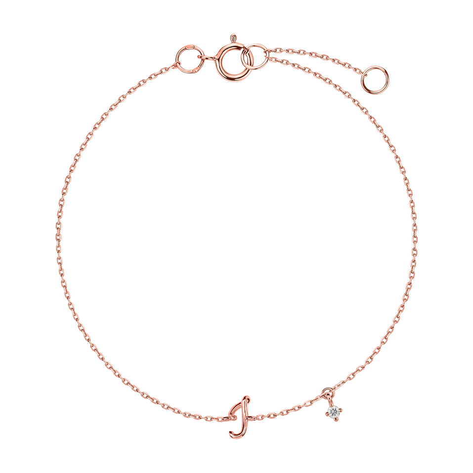 Náramek s diamantem Curly Letter I