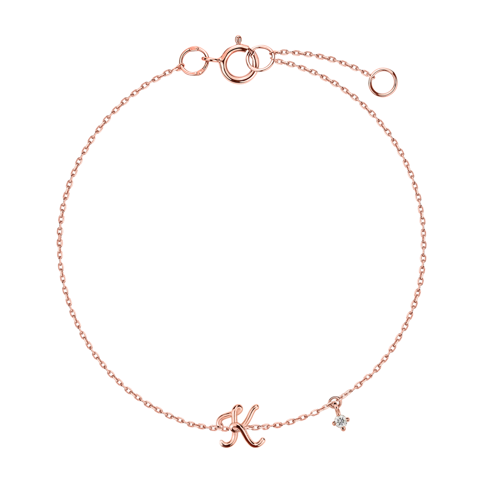 Náramek s diamantem Curly Letter K